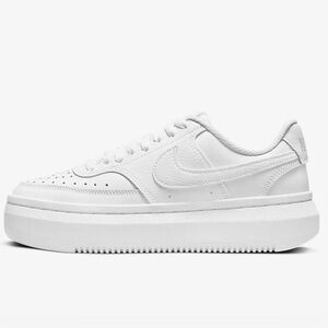 Nike Court Vision Alta Platform Leather Sneakers Triple White
